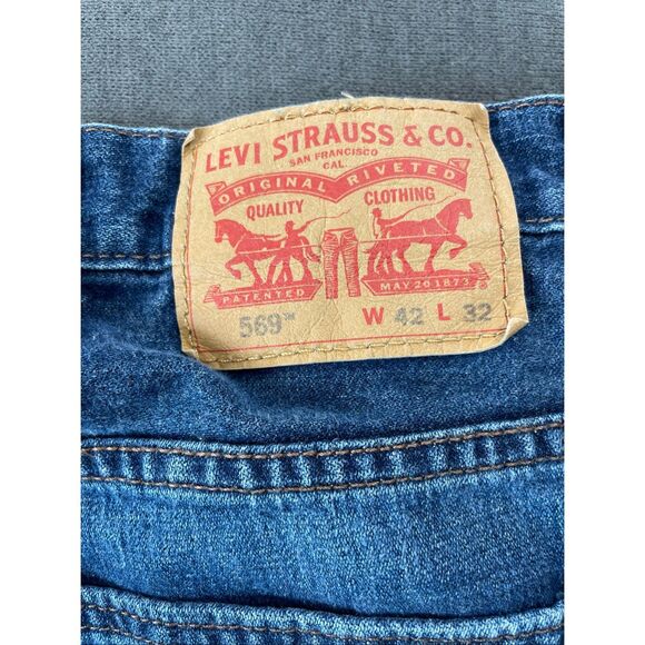 Levis 569 Loose Straight Jeans‎ Mens 42x30 Blue Medium Wash Classic Denim Casual - Picture 12 of 13